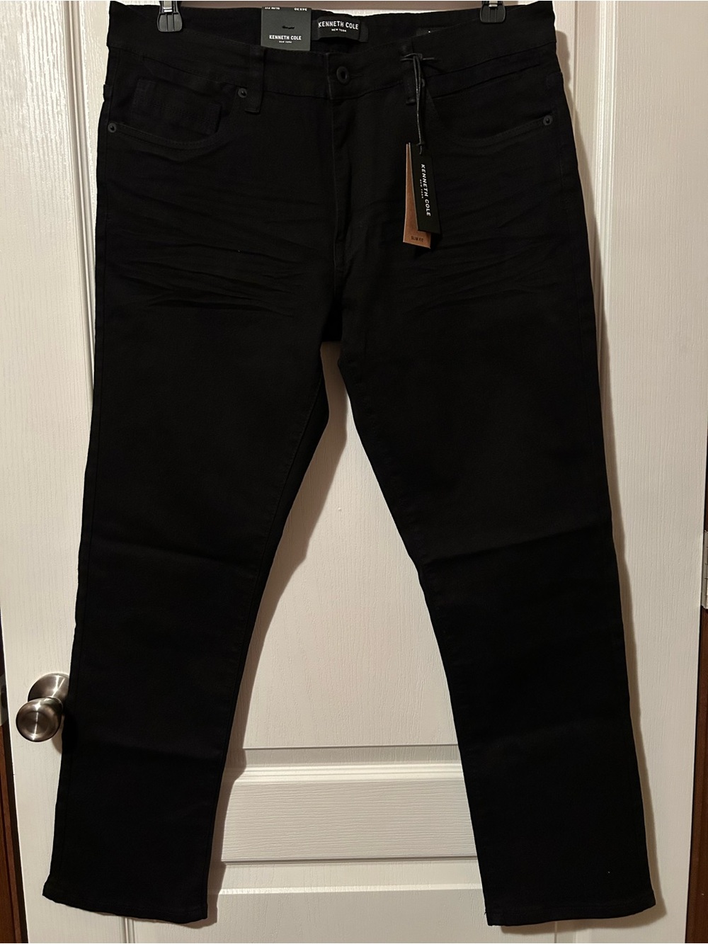 NWT Kenneth Cole Black Men's Slim Straight Jeans